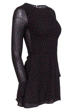 Reformation - Black & Red Polka Dot A-Line Long Sleeve Dress Sz 4