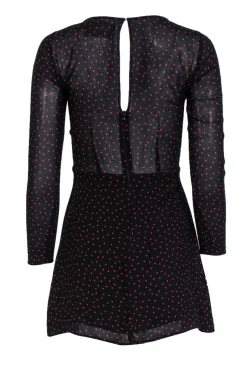 Reformation - Black & Red Polka Dot A-Line Long Sleeve Dress Sz 4