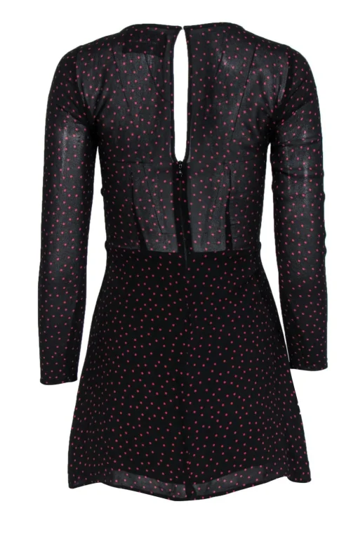 Reformation - Black & Red Polka Dot A-Line Long Sleeve Dress Sz 4