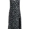 Reformation - Black & White Leopard Print Midi Dress w/ High Slit Sz 4