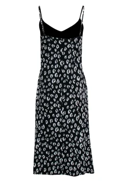 Reformation - Black & White Leopard Print Midi Dress w/ High Slit Sz 4