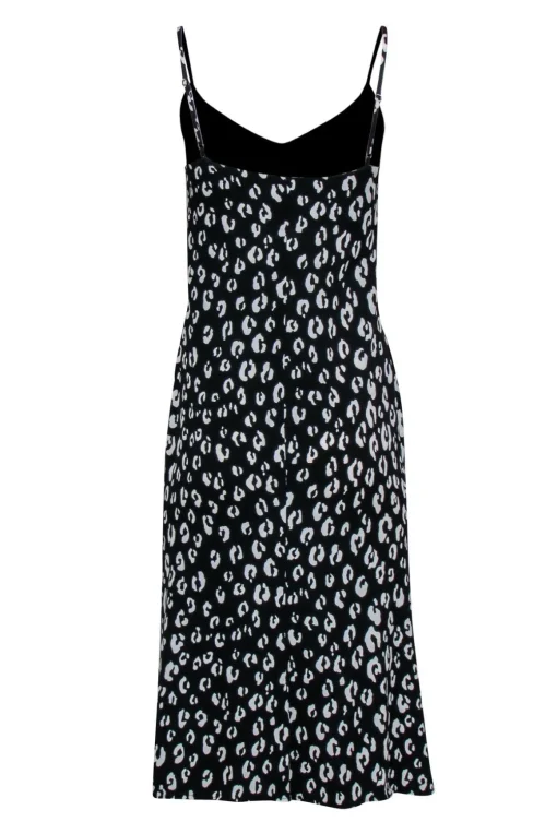 Reformation - Black & White Leopard Print Midi Dress w/ High Slit Sz 4