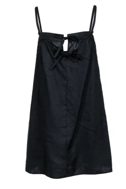 Reformation - Black Sleeveless Linen “Winifred” Shift Dress w/ Ties Sz 8