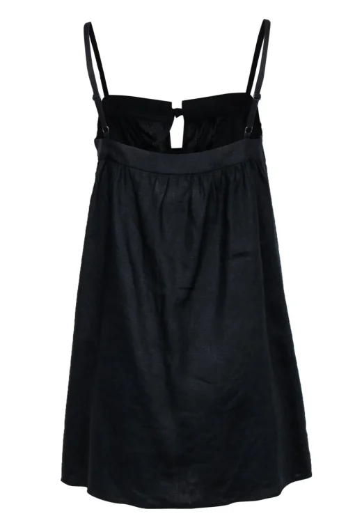 Reformation - Black Sleeveless Linen “Winifred” Shift Dress w/ Ties Sz 8