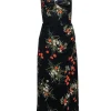Reformation - Black w/ Orange & Green Floral Print Midi Dress Sz 4