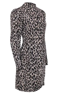 Reformation - Brown & Black Leopard Print Long Sleeve Wrap Skirt Dress Sz L