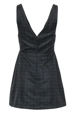 Reformation - Charcoal & Black Grid Print Sleeveless Jumper Dress Sz 4
