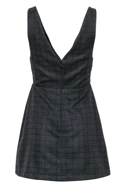 Reformation - Charcoal & Black Grid Print Sleeveless Jumper Dress Sz 4