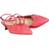 Reformation - Coral Pink Leather Pointed Toe Kitten Strappy Heels Sz 7.5
