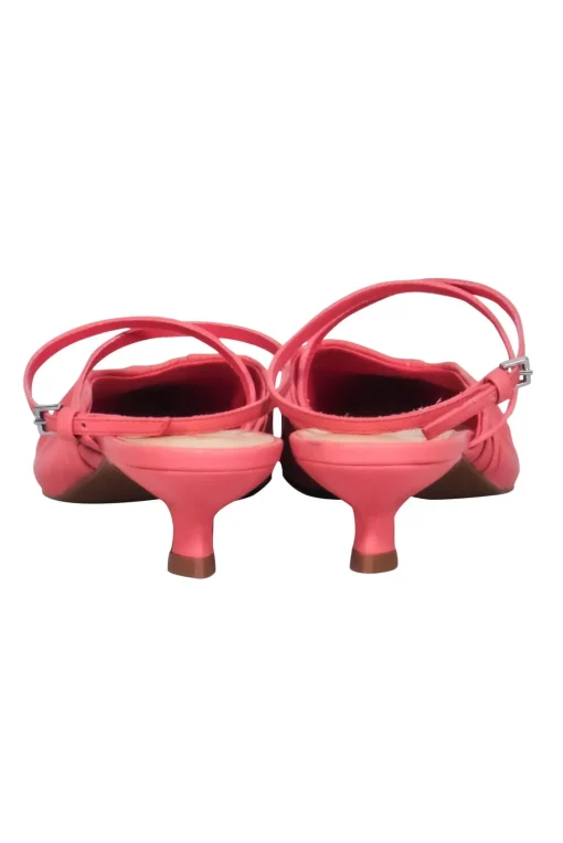 Reformation - Coral Pink Leather Pointed Toe Kitten Strappy Heels Sz 7.5