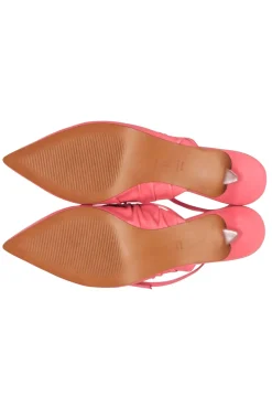 Reformation - Coral Pink Leather Pointed Toe Kitten Strappy Heels Sz 7.5