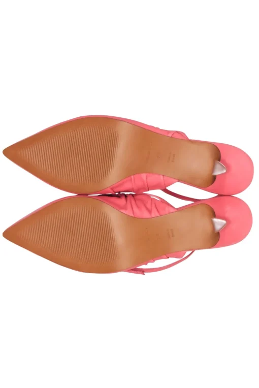 Reformation - Coral Pink Leather Pointed Toe Kitten Strappy Heels Sz 7.5