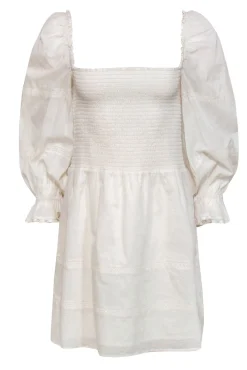 Reformation - Cream Puff Sleeve Fit & Flare Dress w/ Lace Trim Sz 8