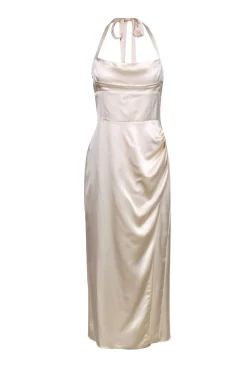 Reformation - Cream “Solana” Satin Halter Dress Sz 10