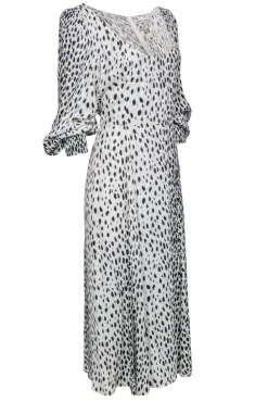 Reformation - Cream w/ Black Spotted Print Long Sleeve Maxi Dress Sz 12
