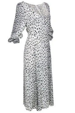 Reformation - Cream w/ Black Spotted Print Long Sleeve Maxi Dress Sz 12