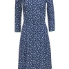Reformation - Dark Blue & White Floral Print Long Sleeve Midi Dress Sz 0