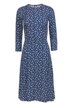 Reformation - Dark Blue & White Floral Print Long Sleeve Midi Dress Sz 0