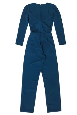 Reformation - Dark Teal Straight Leg Long Sleeve Tie Front Jumpsuit Sz 0