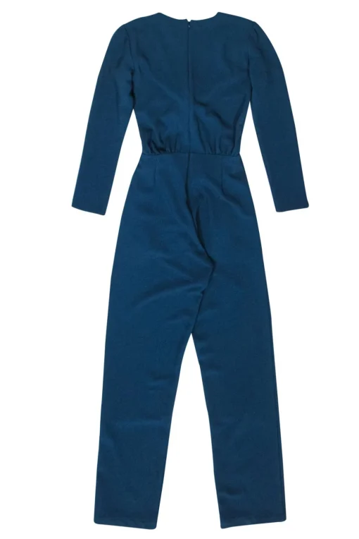Reformation - Dark Teal Straight Leg Long Sleeve Tie Front Jumpsuit Sz 0