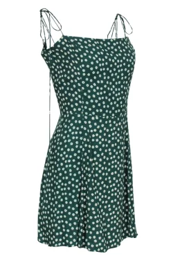 Reformation - Green & White Floral Print Sleeveless Dress Sz 12