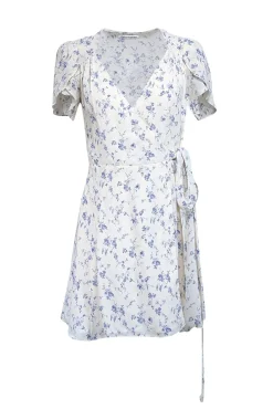 Reformation - Ivory & Blue Floral Print Wrap Dress Sz S