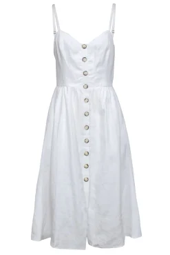 Reformation - Ivory Sleeveless Button Front Linen Dress Sz 6