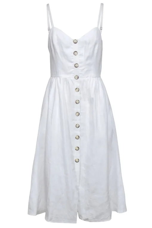 Reformation - Ivory Sleeveless Button Front Linen Dress Sz 6