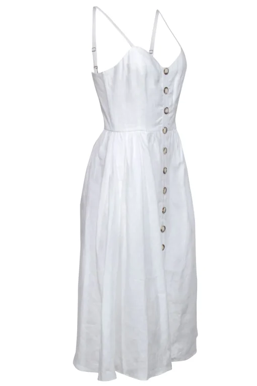 Reformation - Ivory Sleeveless Button Front Linen Dress Sz 6