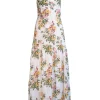 Reformation - Ivory w/ Yellow Floral Print Open Back Midi Dress Sz 4