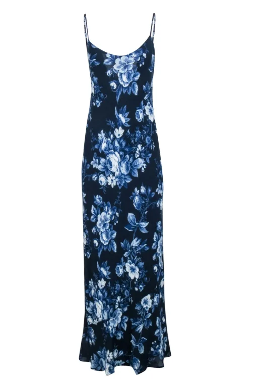 Reformation - Navy & Blue Floral Print "Parma" Dress Sz XL