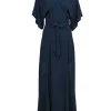 Reformation - Navy Crepe Wrap Maxi Dress w/ Wide Sleeves Sz XS