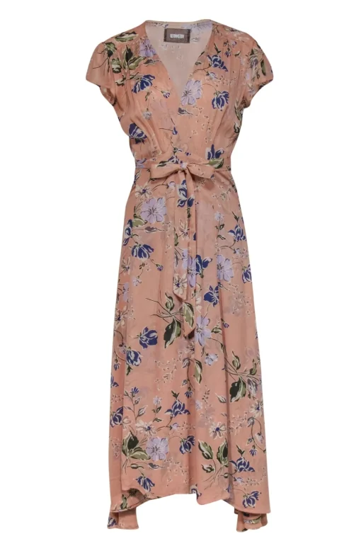 Reformation - Pink, Blue & Green Floral Print Maxi Wrap Dress Sz L