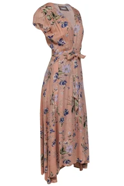 Reformation - Pink, Blue & Green Floral Print Maxi Wrap Dress Sz L