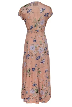 Reformation - Pink, Blue & Green Floral Print Maxi Wrap Dress Sz L
