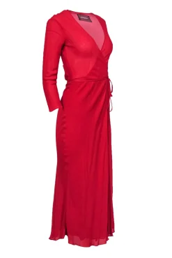 Reformation - Red Wrap Long Sleeve Maxi Dress Sz XS