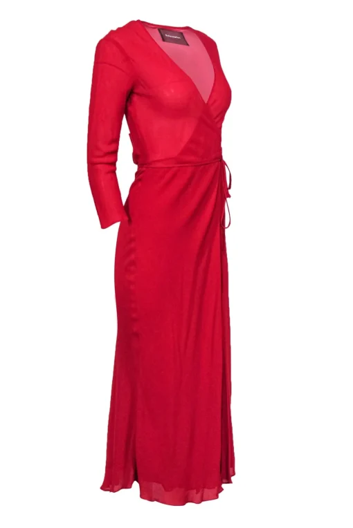Reformation - Red Wrap Long Sleeve Maxi Dress Sz XS