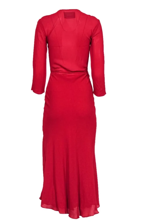 Reformation - Red Wrap Long Sleeve Maxi Dress Sz XS