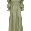 Reformation - Sage Green Linen Juliet Sleeve Maxi Dress Sz M