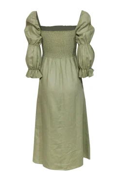 Reformation - Sage Green Linen Juliet Sleeve Maxi Dress Sz M