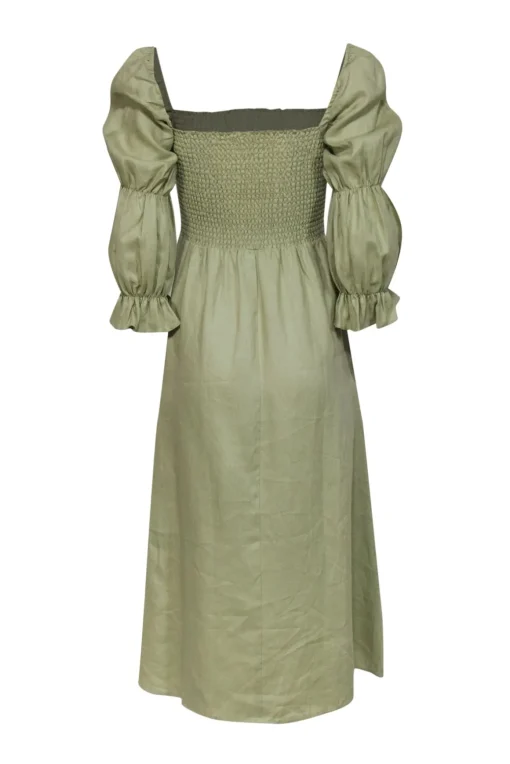 Reformation - Sage Green Linen Juliet Sleeve Maxi Dress Sz M
