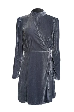Reformation - Slate Blue Velvet Mini Dress Sz L