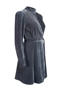 Reformation - Slate Blue Velvet Mini Dress Sz L