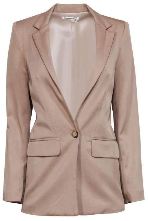 Reformation - Tan Single Button Blazer w/ Shoulder Pads Sz XS