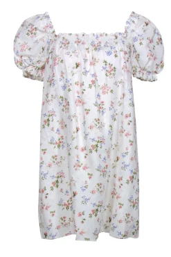 Reformation - White Floral Print Linen "Carsen" Puff Sleeve Shift Dress Sz L