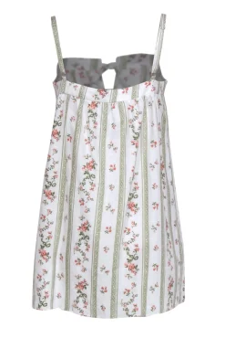 Reformation - White, Pink & Green Striped & Floral Print “Winifred” Linen Shift Dress Sz 8