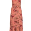 Reformation -Rust Orange w/ Mauve & Red Floral Print Maxi Dress Sz 4