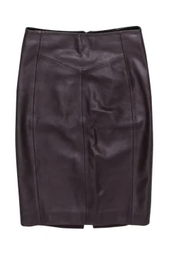 Reiss - Berry Leather Paneled Pencil Skirt Sz 4