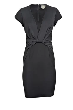 Reiss - Black Cap Sleeve Knee Length Cocktail Dress Sz 2