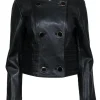 Reiss - Black Paneled Leather Jacket Sz 8